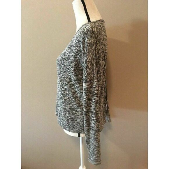 Tobey Grey Womens Black White Gray Long Sleeve V Neck Top Small - Picture 4 of 8